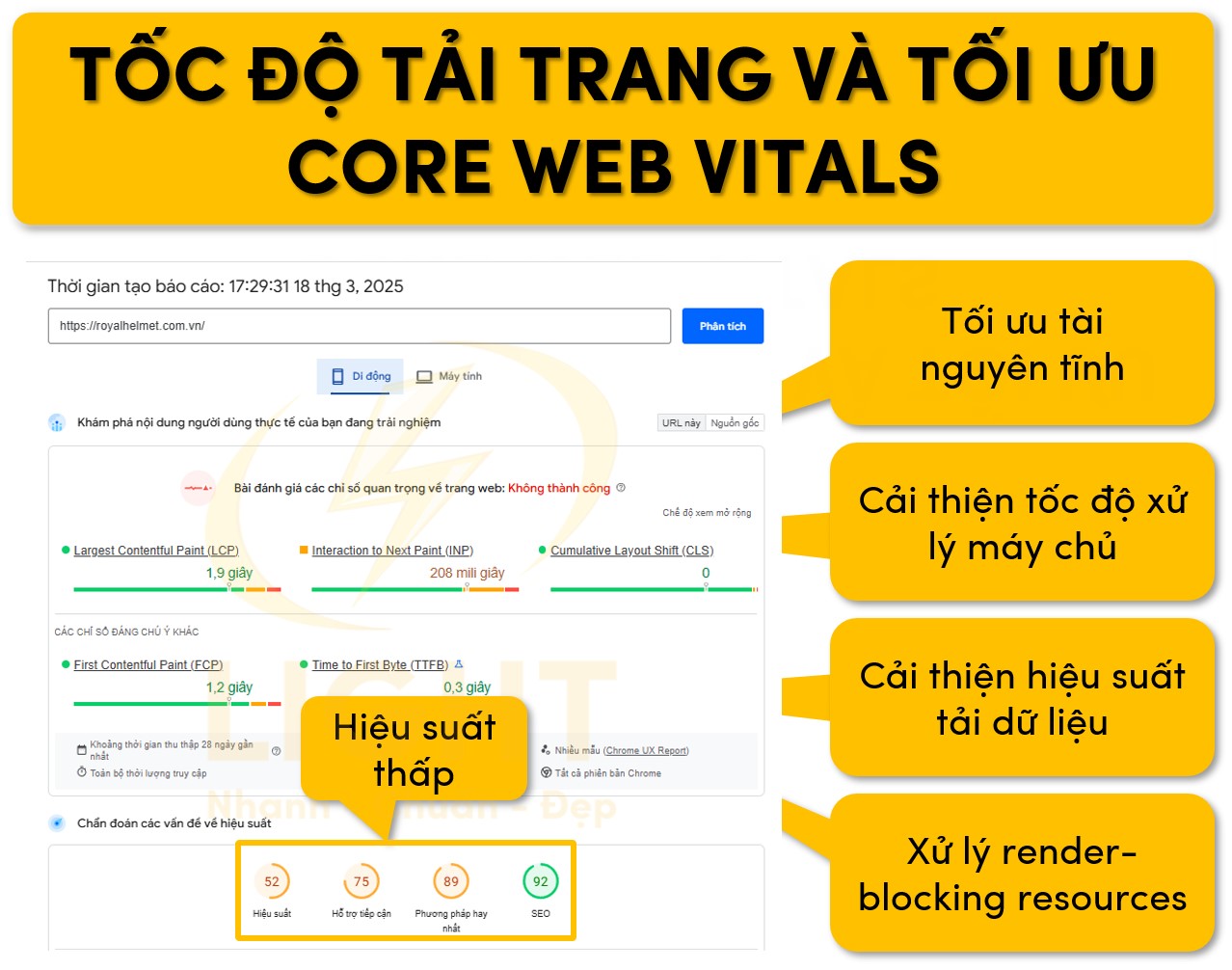 Tối ưu tốc độ tải trang và tối ưu core web vitals