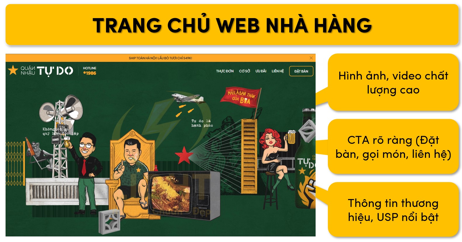 Trang chủ của web nhà hàng