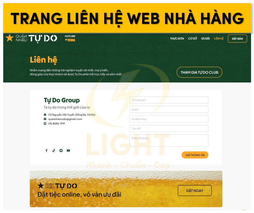 Trang liên hệ của web nhà hàng