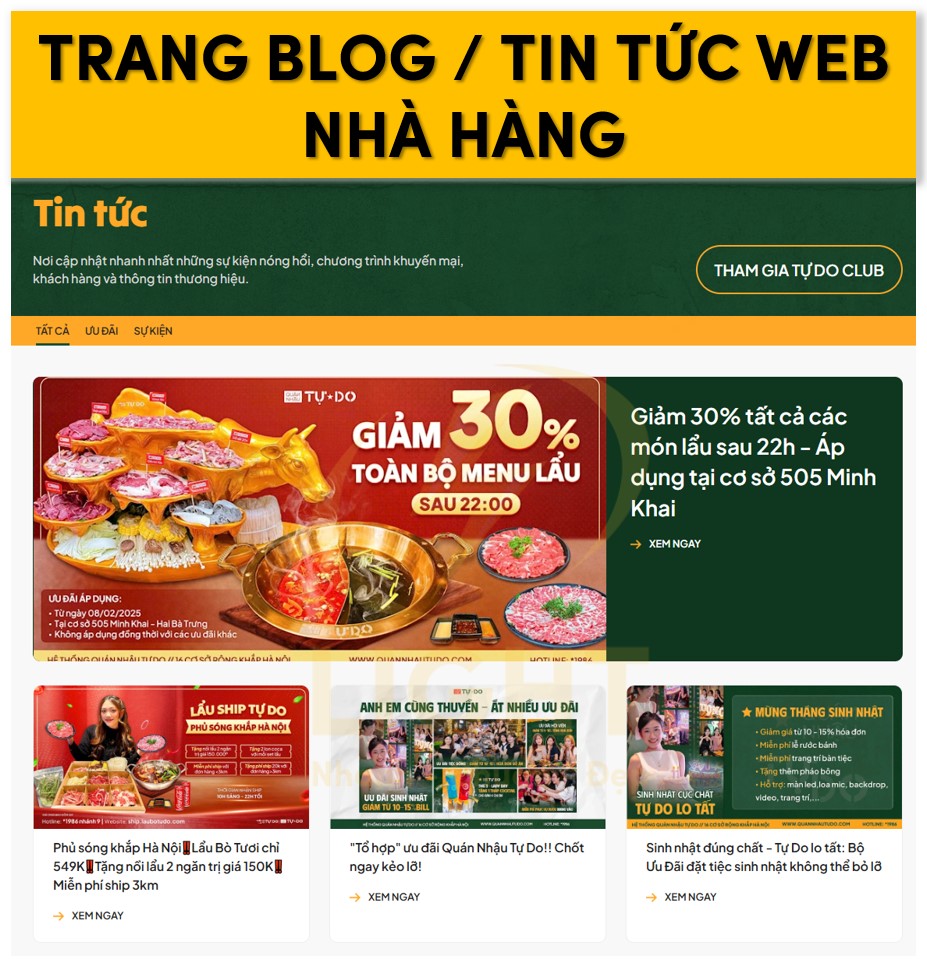 Trang blog/ tin tức web nhà hàng