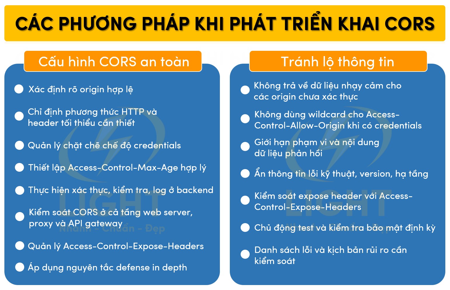 Một số phương pháp nên sử dụng khi triển khai CORS