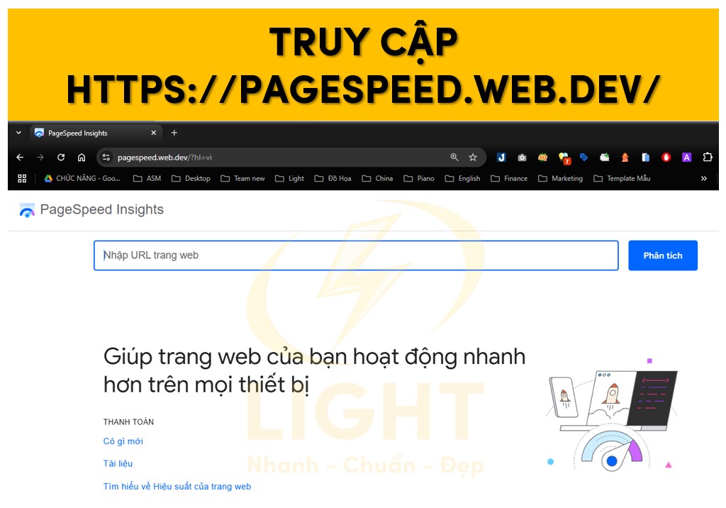 Truy cập vào trang web Pagespeed