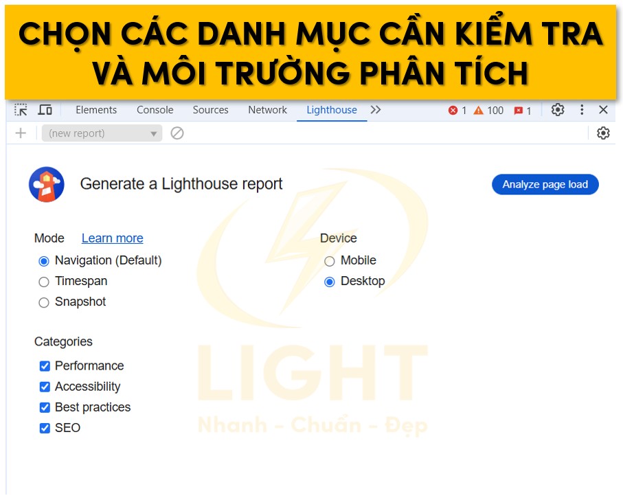 Chọn các danh mục cần kiểm tra