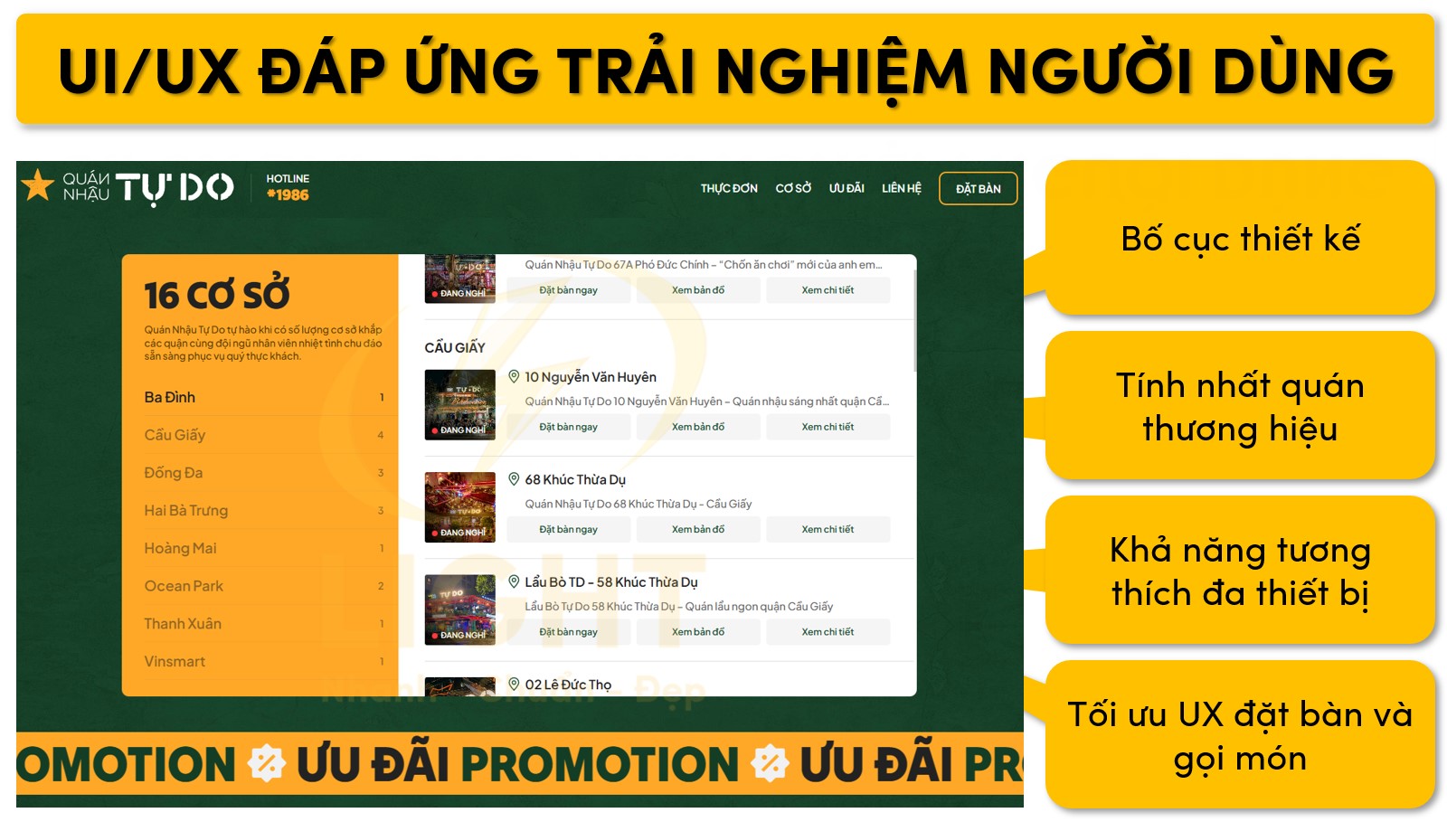 UI UX đáp ứng trải nghiệm khách hàng