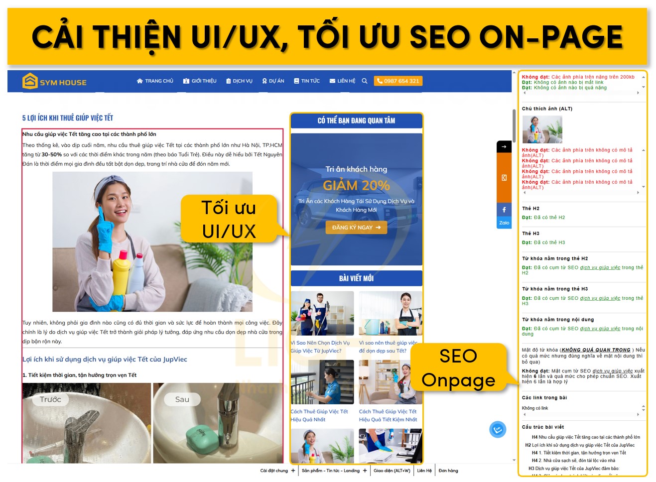 Cải thiện UI/UX và tối ưu SEO onpage của trang