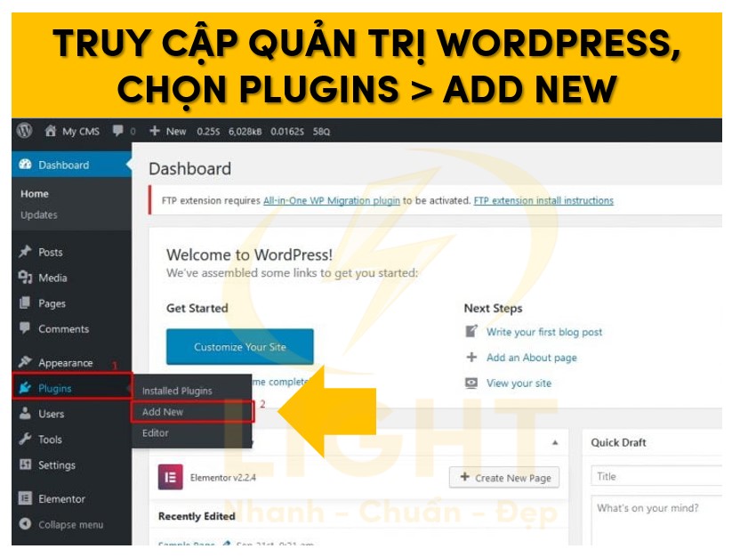 Tìm tới mục plugin và chọn add new
