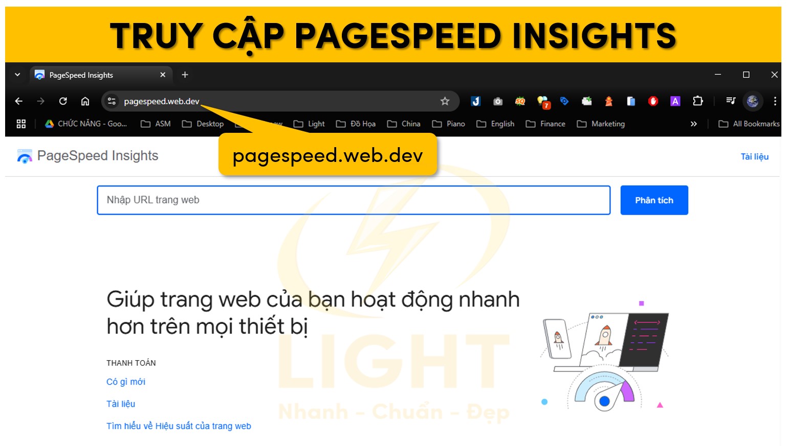 Truye cập vào đường dẫn của Pagespeed