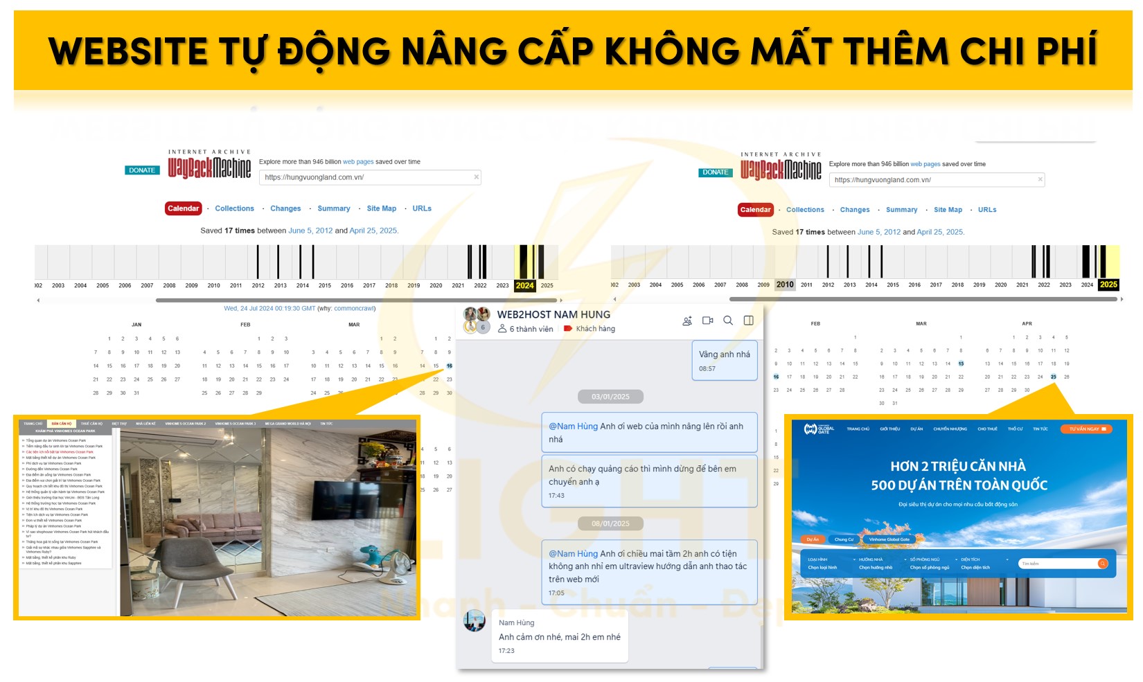 Website của Light tự động nâng cấp không mất thêm chi phí