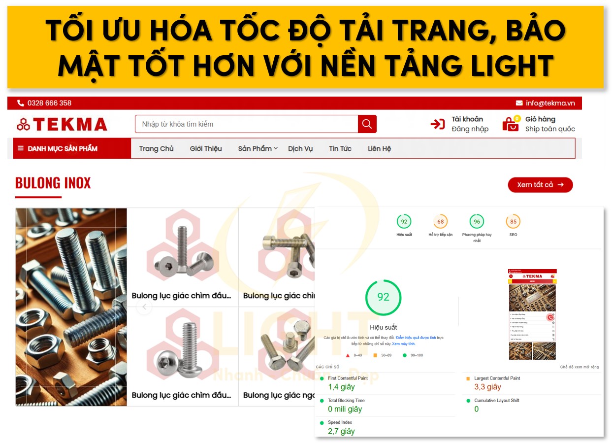 Nền tảng web Light giúp tối ưu hóa tốc độ tải trang, bảo mật tốt hơn