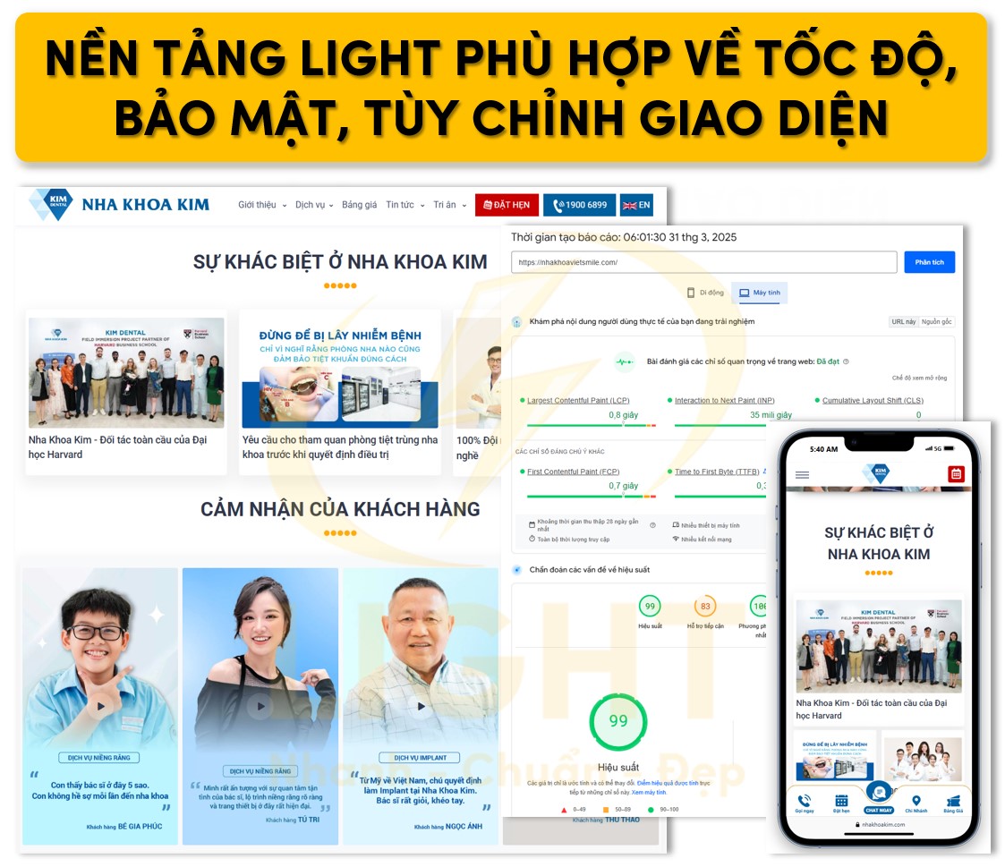 Nền tảng Light phù hợp về tốc độ, bảo mật, tùy chỉnh giao diện