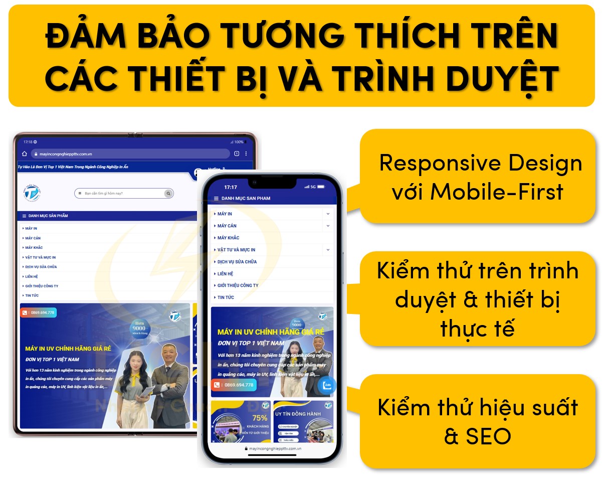 Đảm bảo hiển thị tốt trên nhiều thiết bị và trình duyệt khác nhau