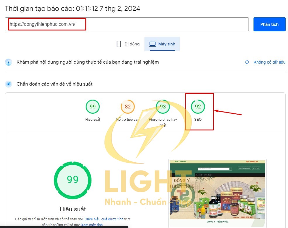Website được tối ưu chuẩn SEO theo chuẩn Google của Dongythienphuc