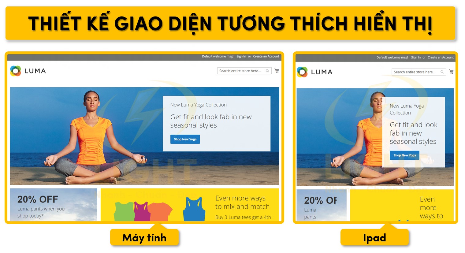 Giao diện của Magento tương thích hiển thị trên nhiều thiết bị
