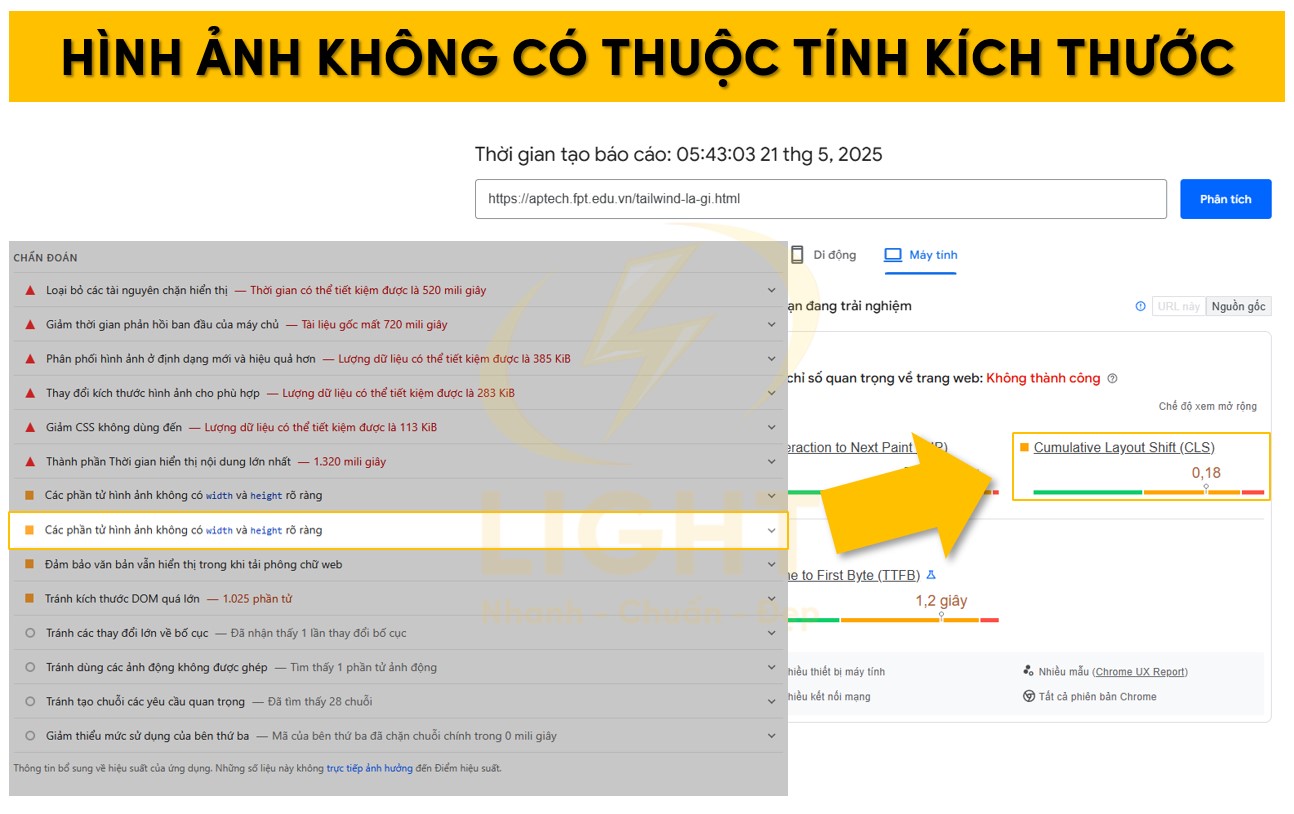 Thẻ ảnh không chứa thuộc tính width và height rõ ràng