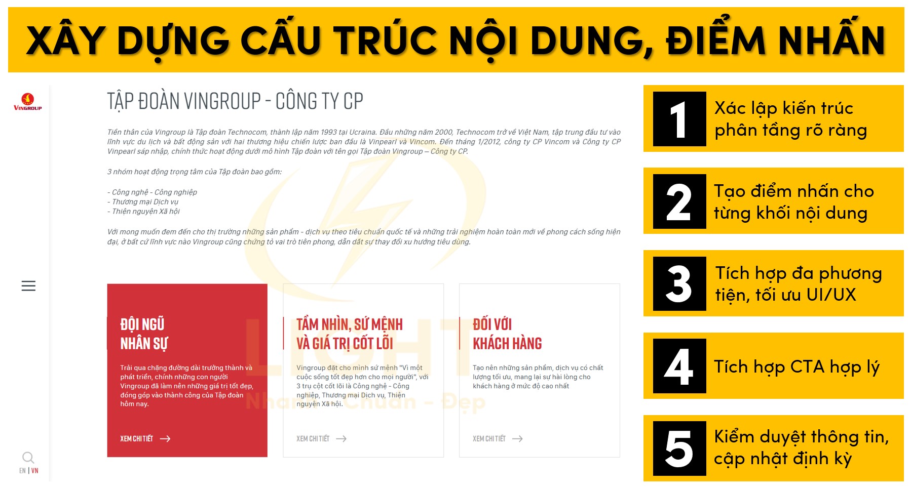 Xây dựng nội dung và điểm nhấn trên trang