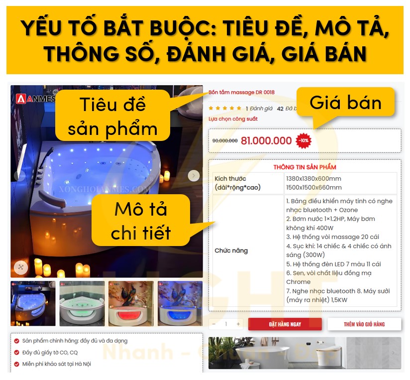 Yếu tố cần có trên trang sản phẩm