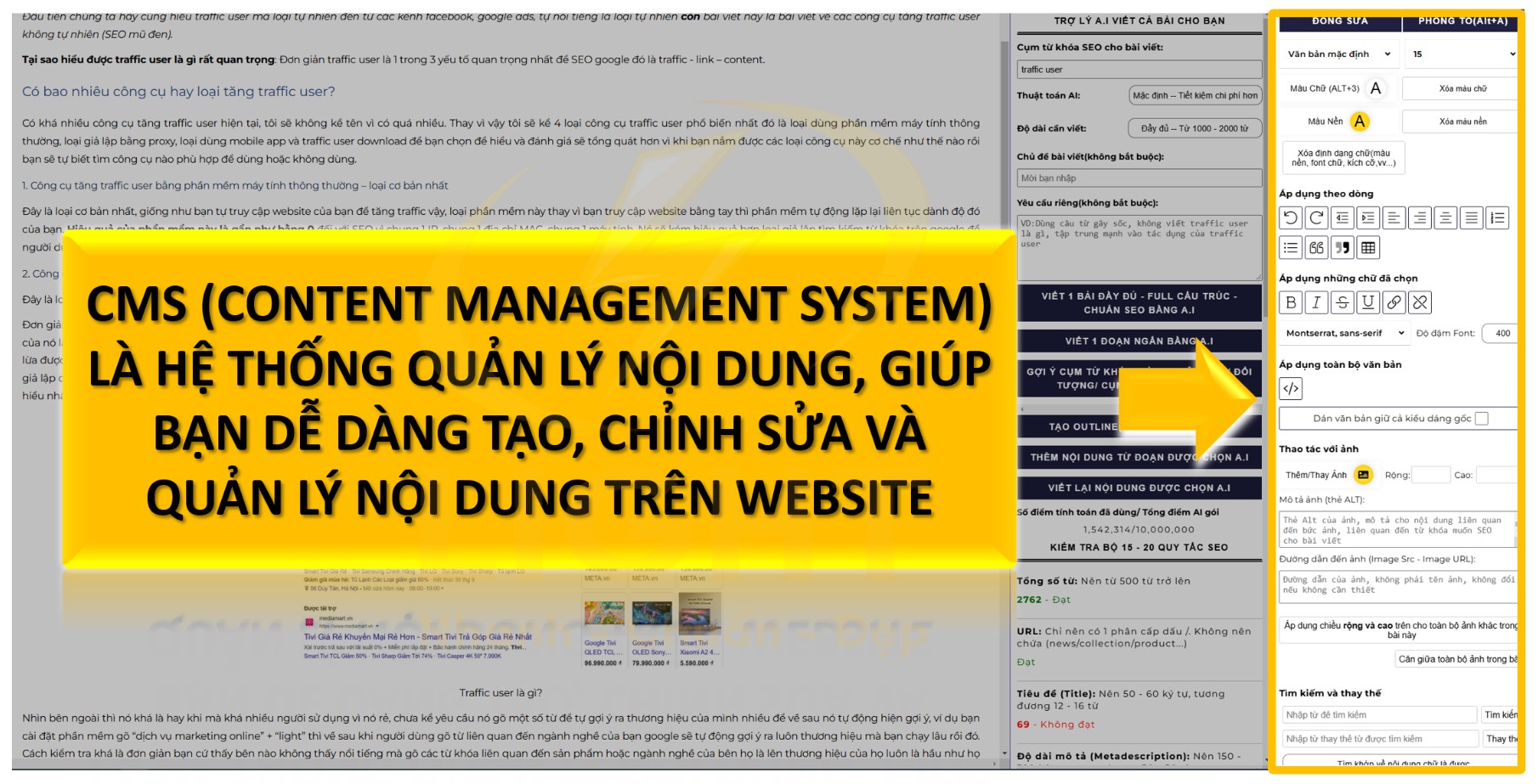 CMS (Content Management System) là hệ thống quản lý nội dung, giúp bạn dễ dàng tạo, chỉnh sửa và quản lý nội dung trên website