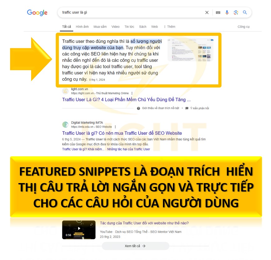 Featured Snippets (đoạn trích nổi bật) là một tính năng đặc biệt của Google