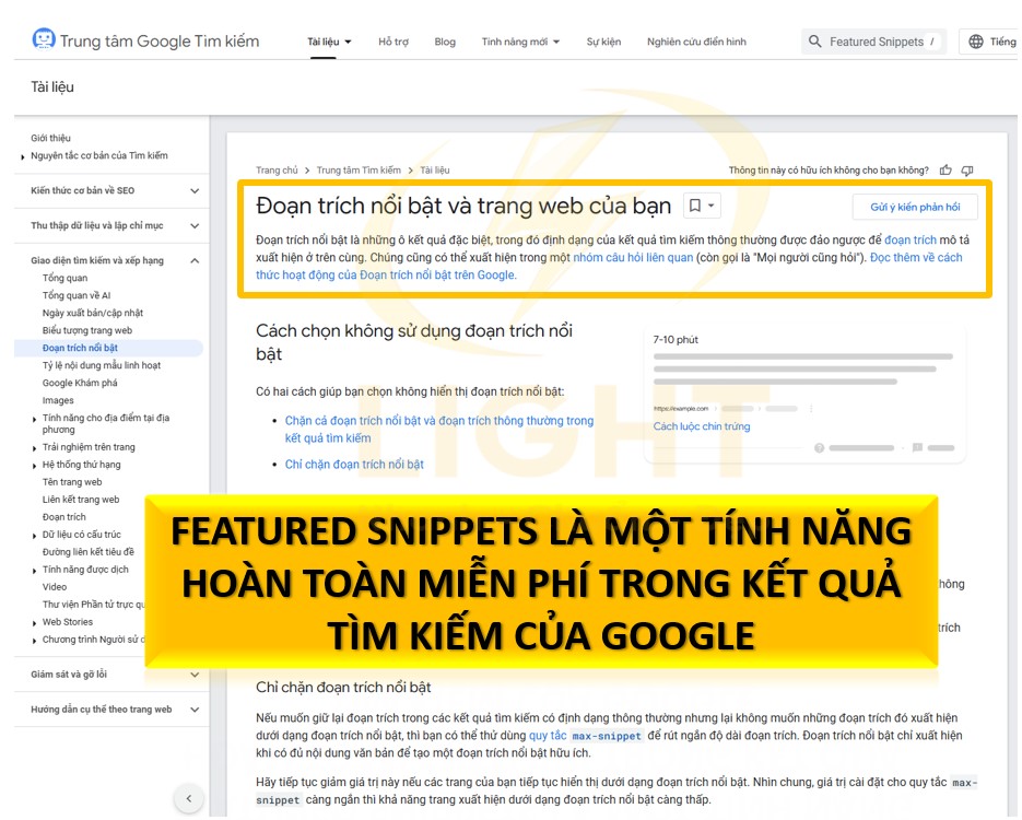 Featured Snippets là một tính năng hoàn toàn miễn phí trong kết quả tìm kiếm của Google.