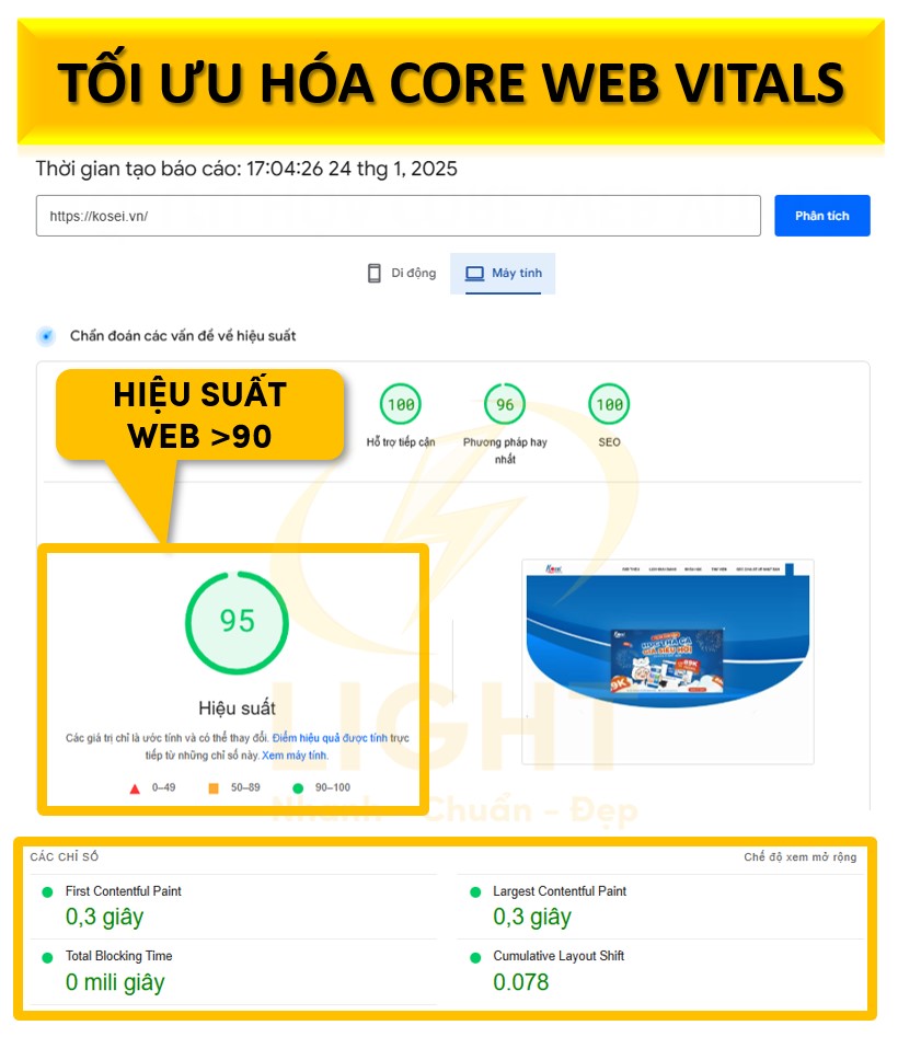 Tối ưu hóa Core Web Vitals