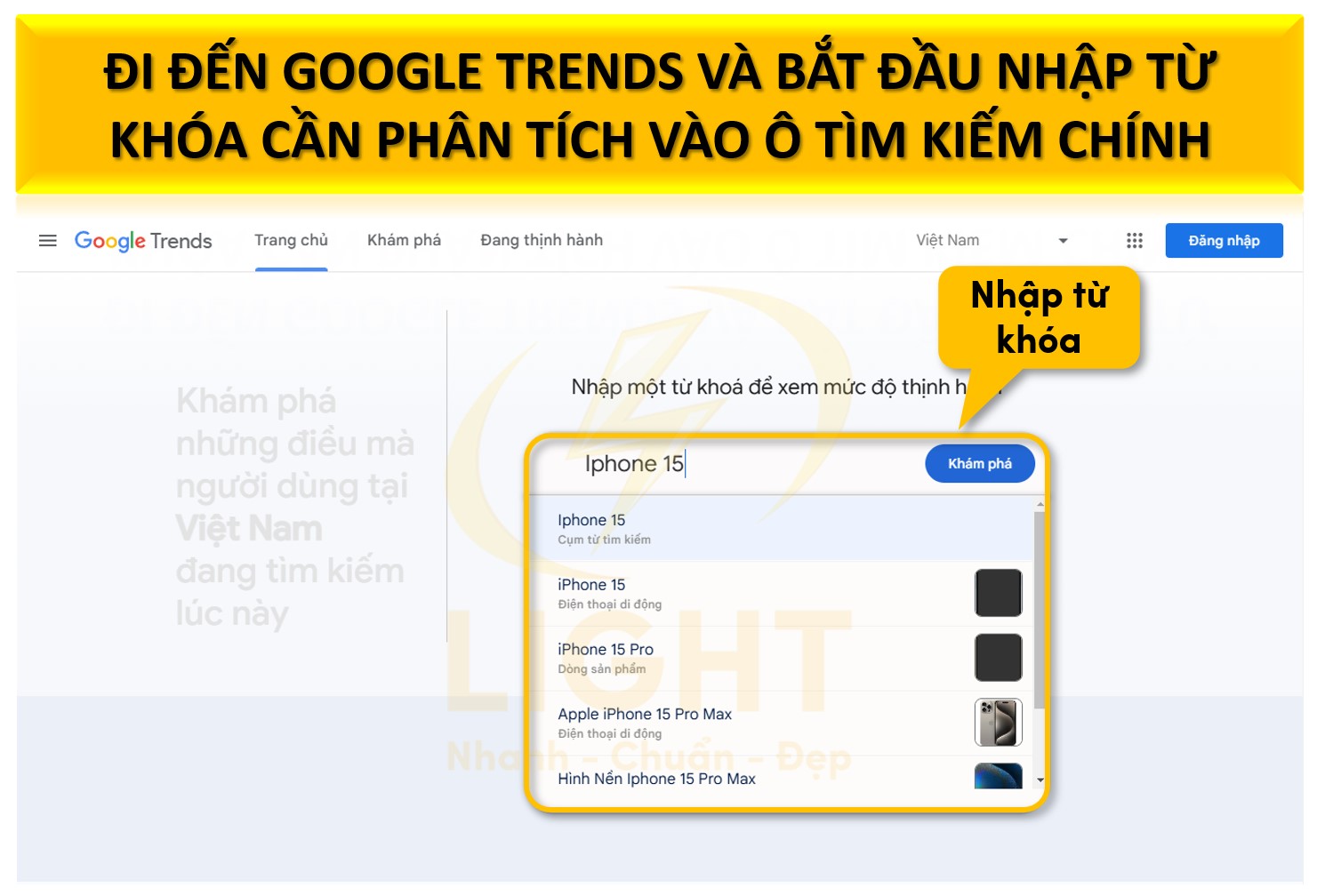 Truy cập công cụ Google Trend