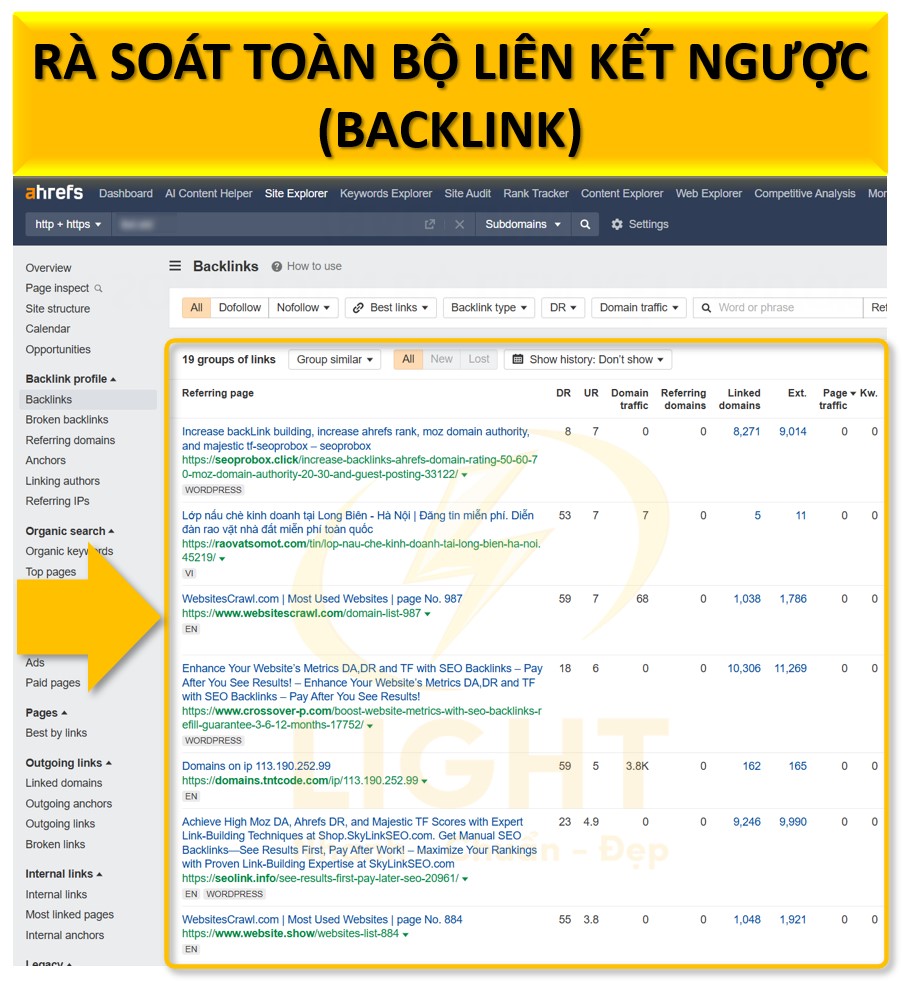 Rà soát toàn bộ liên kết ngược (backlink)