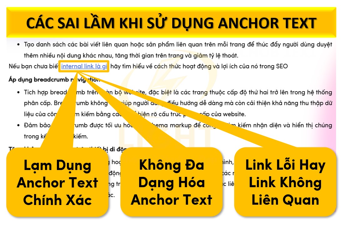 Các Sai Lầm Khi Sử Dụng Anchor Text