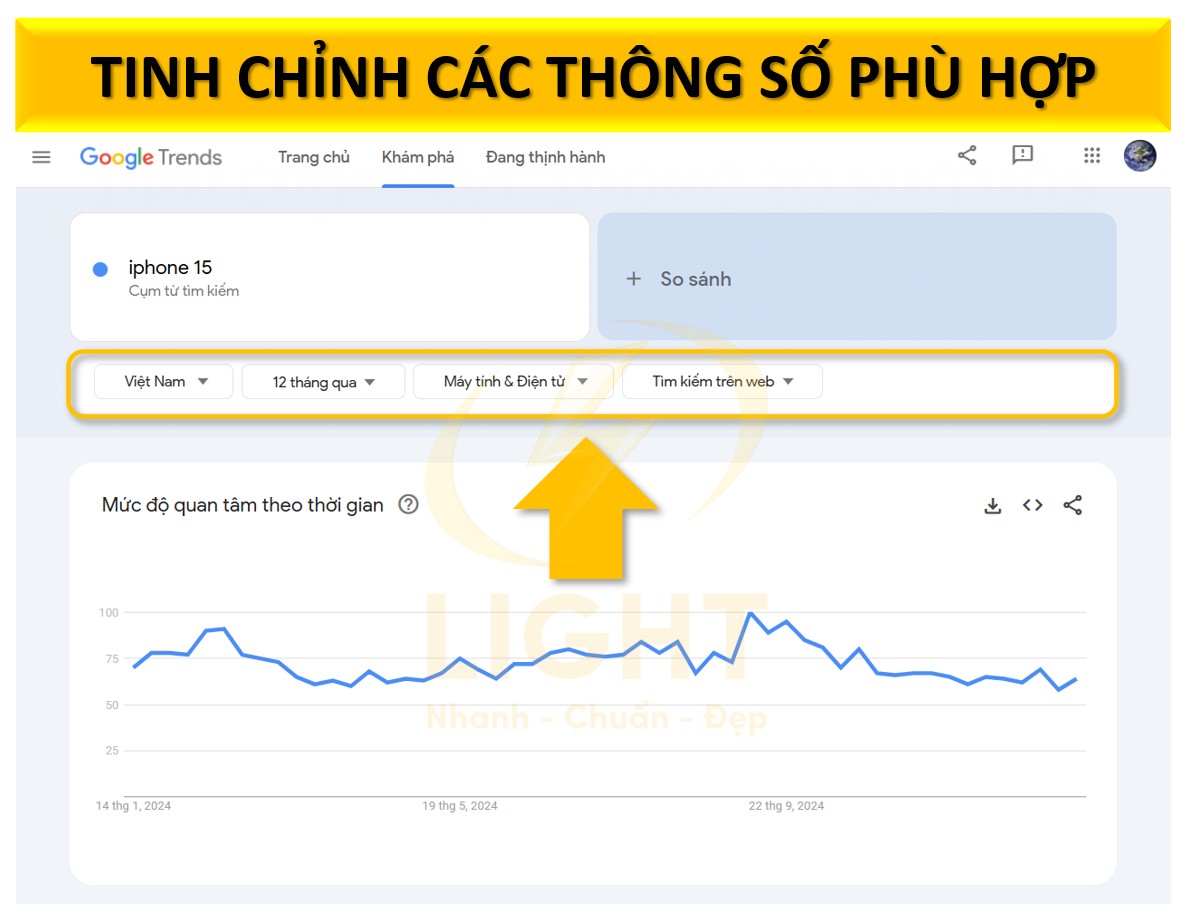 Chọn các thông số phù hợp