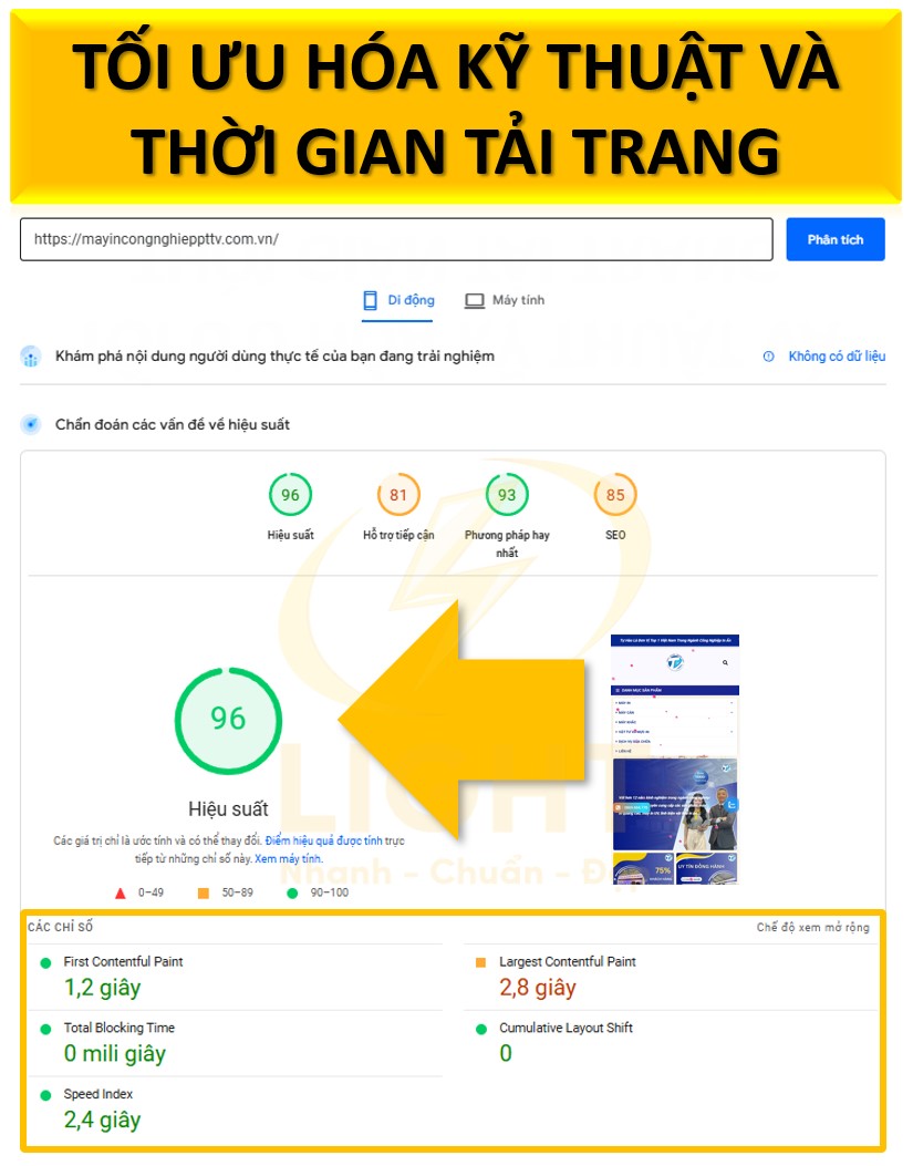 Thời gian tải trang và tối ưu hóa kỹ thuật