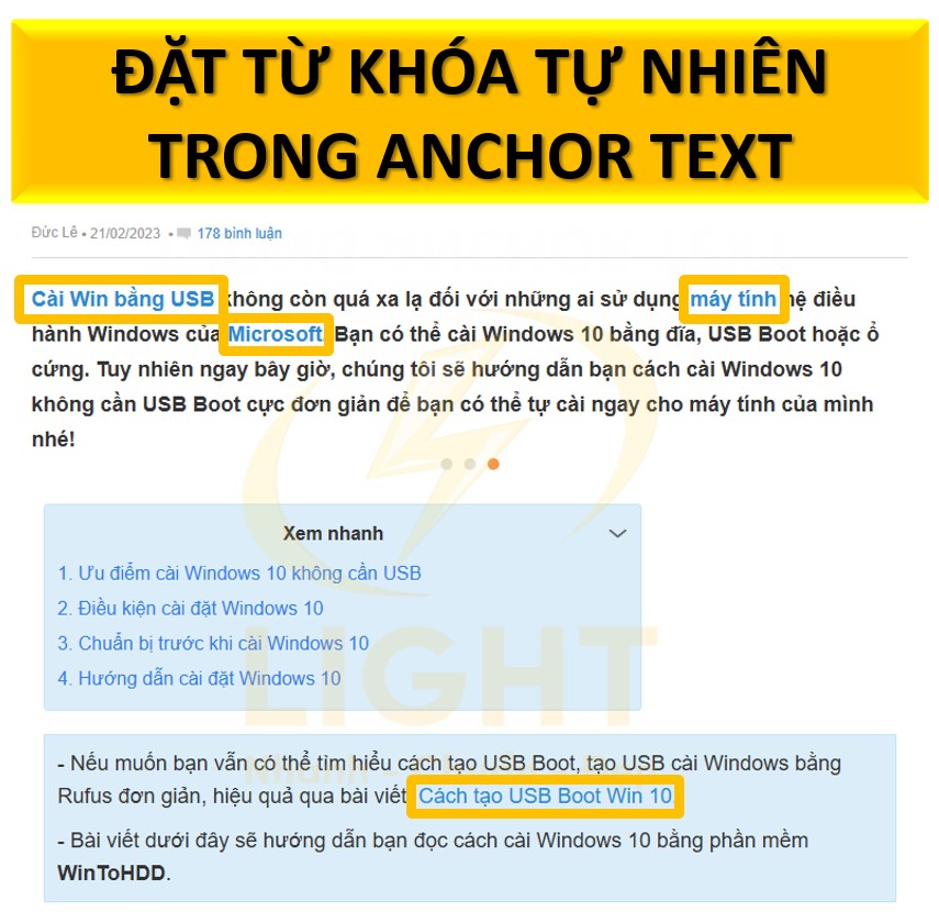 Đặt Từ Khóa Tự Nhiên Trong Anchor Text