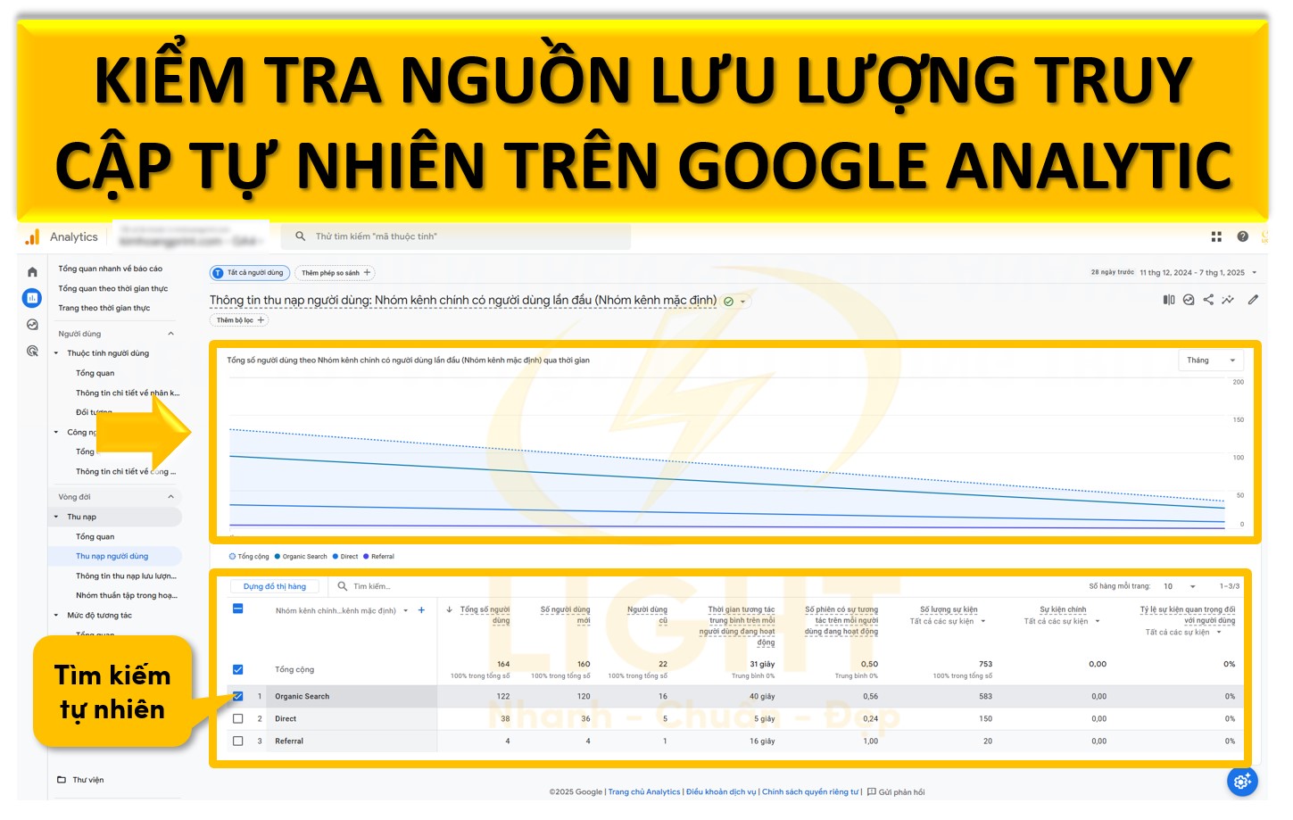 Phân tích lưu lượng truy cập tự nhiên trên Google Analytics