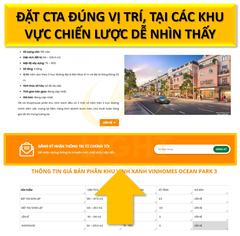 Đặt CTA đúng vị trí