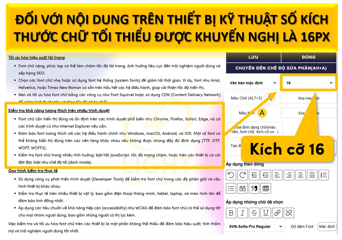 Kích thước chữ