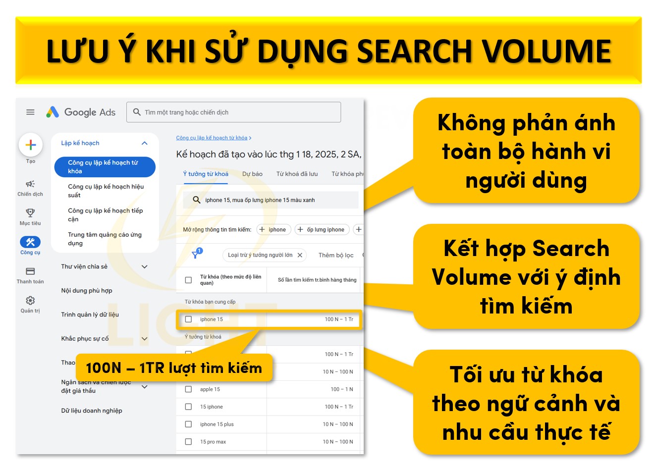 Lưu ý khi sử dụng Search Volume