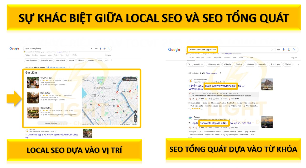 Sự khác biệt giữa Local SEO và SEO tổng quát