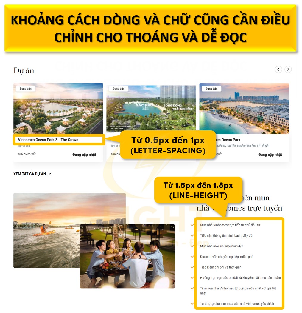 Khoảng cách dòng và chữ