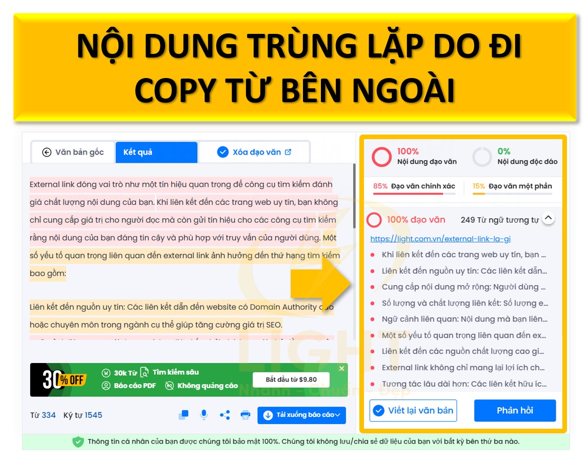 Nội dung trùng lặp hoặc chất lượng thấp