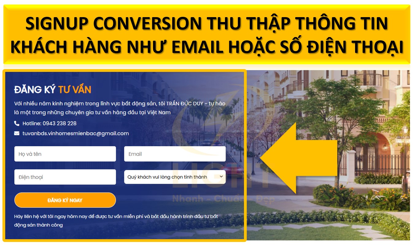 Thu thập thông tin khách hàng như email hoặc số điện thoại.