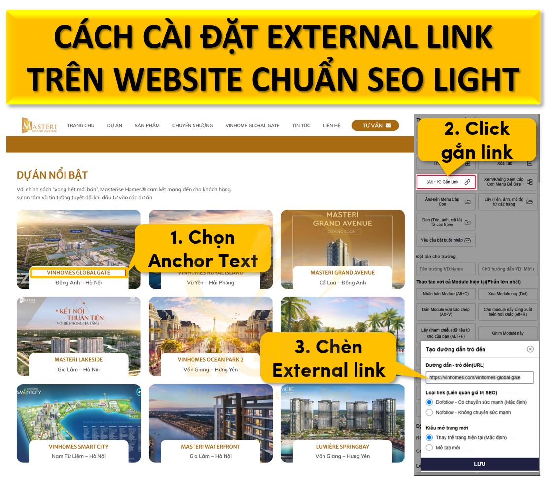 Cách cài đặt External Link trên Website chuẩn SEO LIGHT