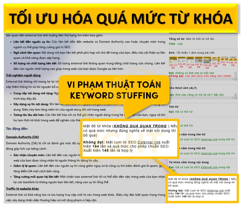 Mật độ từ khóa quá cao (Keyword Density)