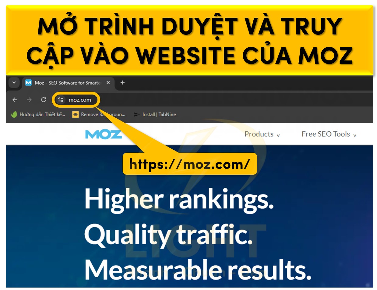 Mở trình duyệt và truy cập vào website chính thức của Moz