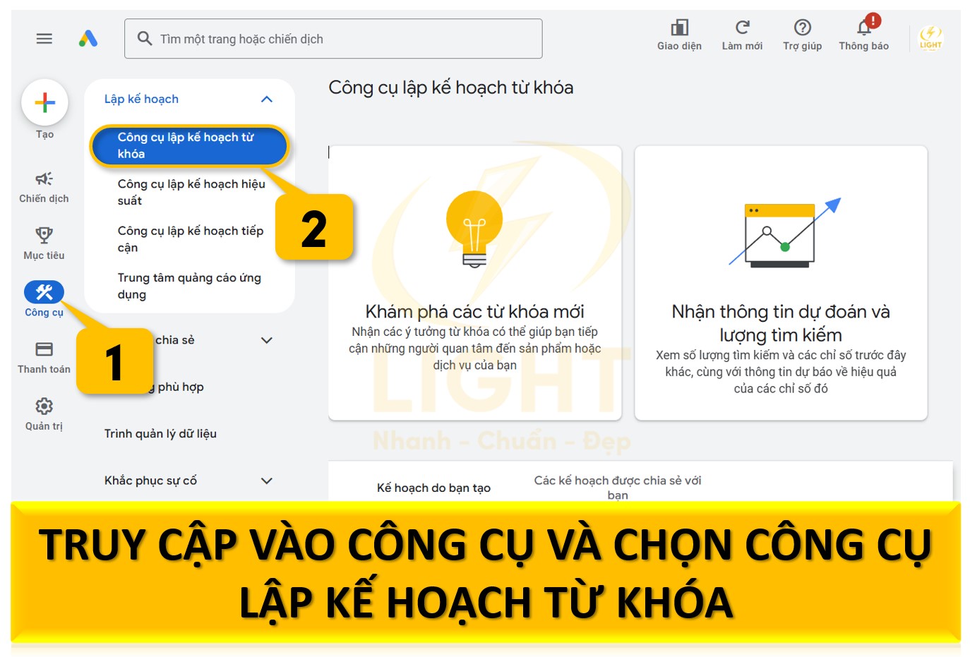 Mở công cụ Keyword Planner