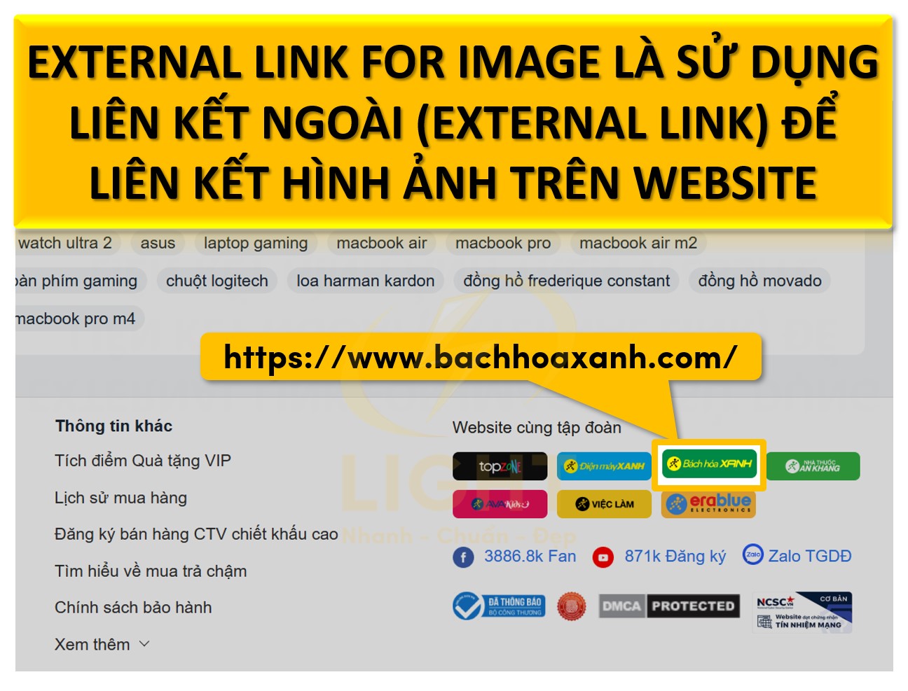 External Link for Image là một phương pháp sử dụng liên kết ngoài (external link) để liên kết hình ảnh trên website