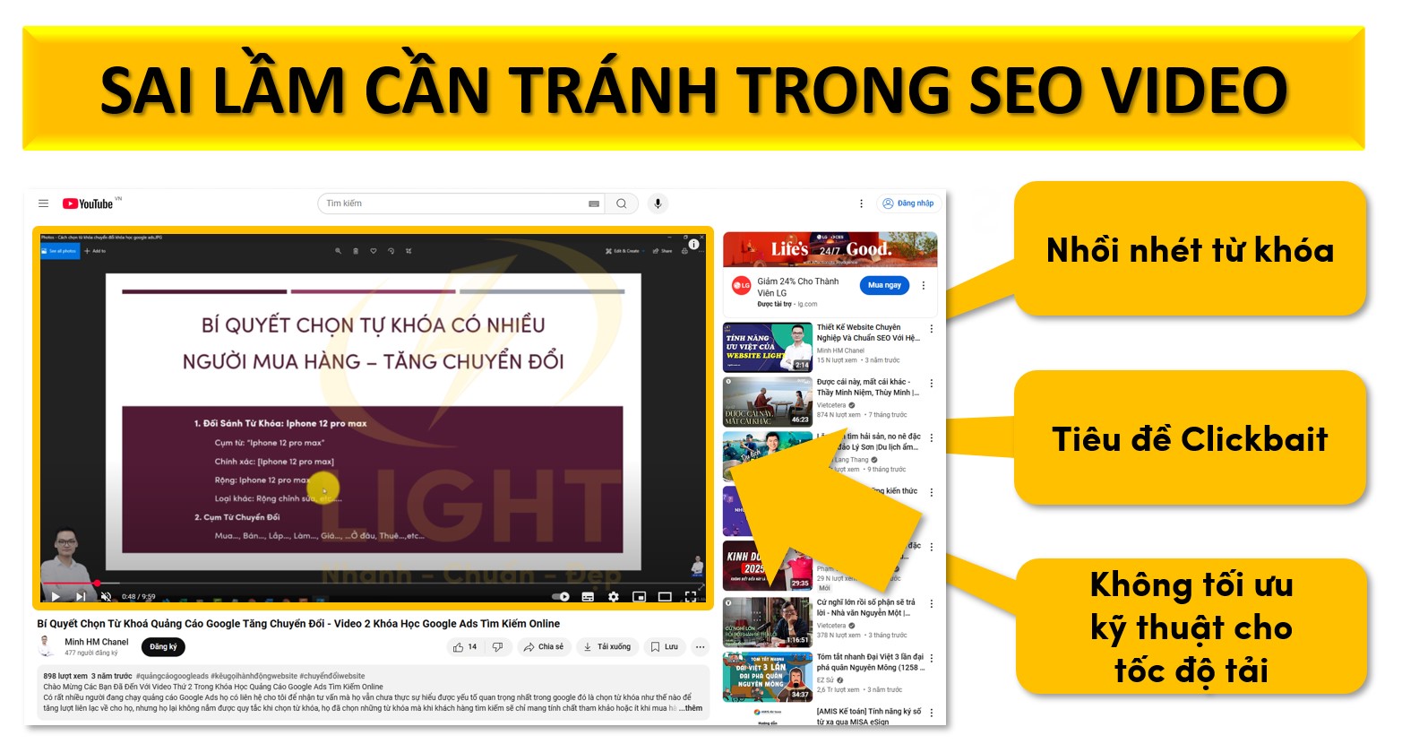 Sai lầm cần tránh trong SEO Video