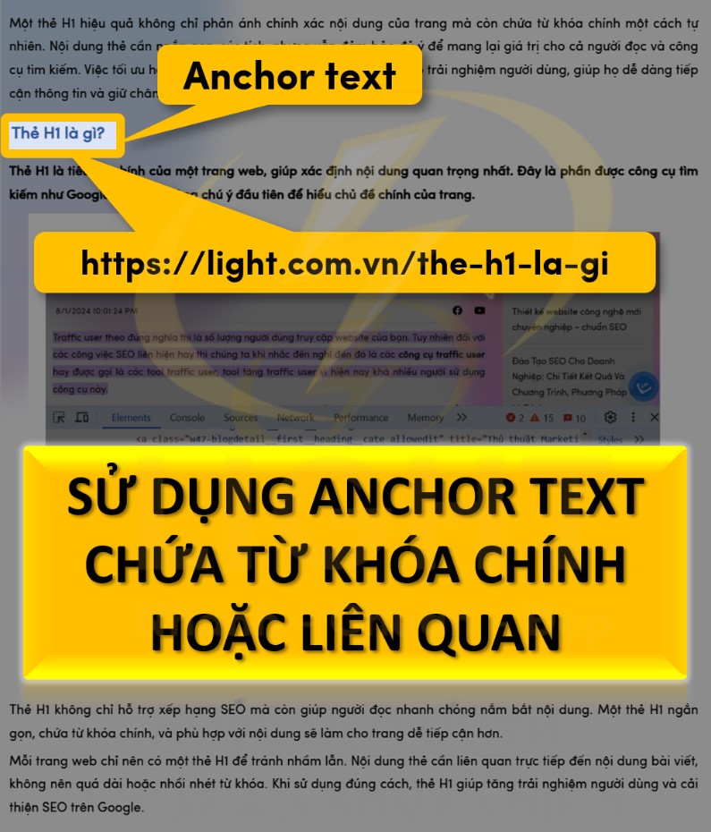 Sử dụng anchor text chứa từ khóa chính hoặc liên quan