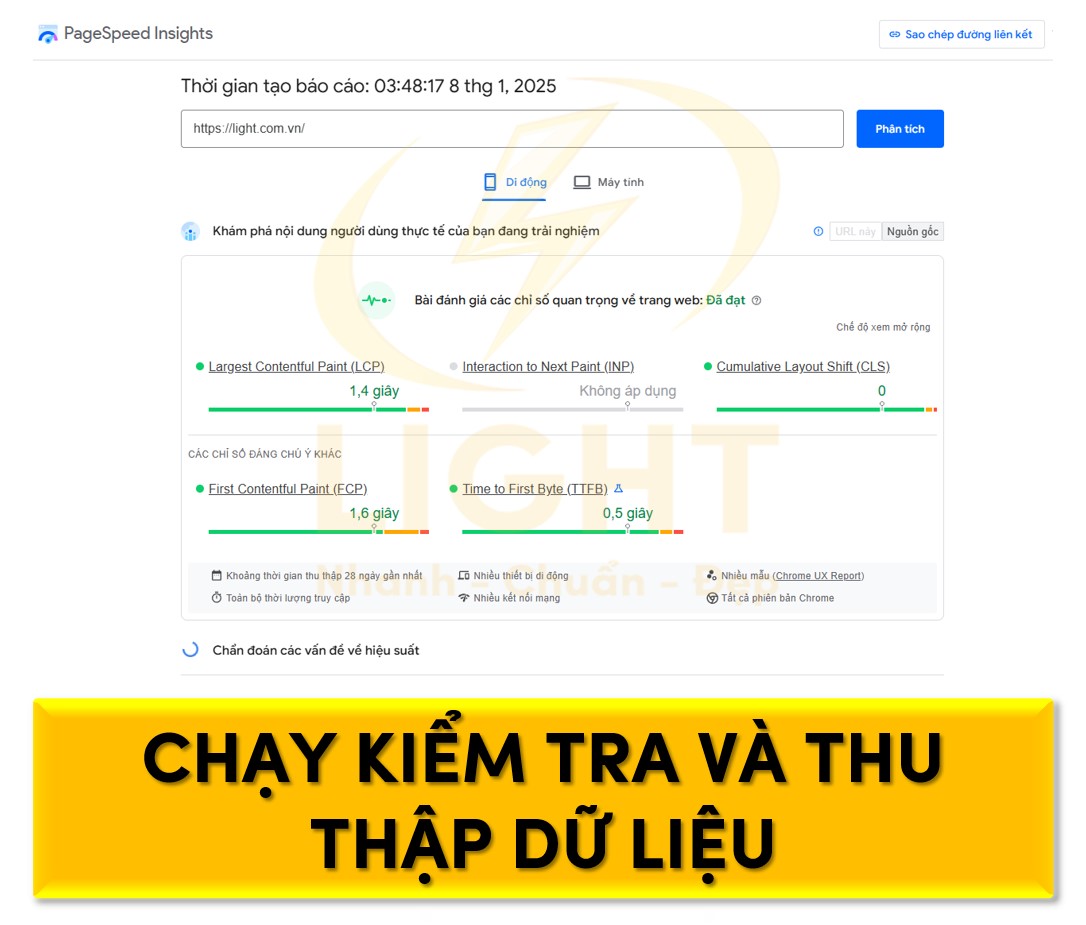 Chạy kiểm tra và thu thập dữ liệu