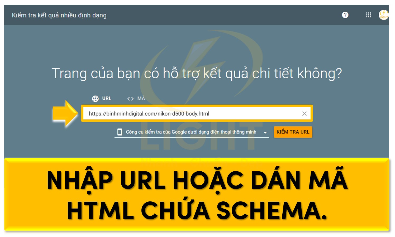 Nhập URL hoặc dán mã HTML chứa Schema