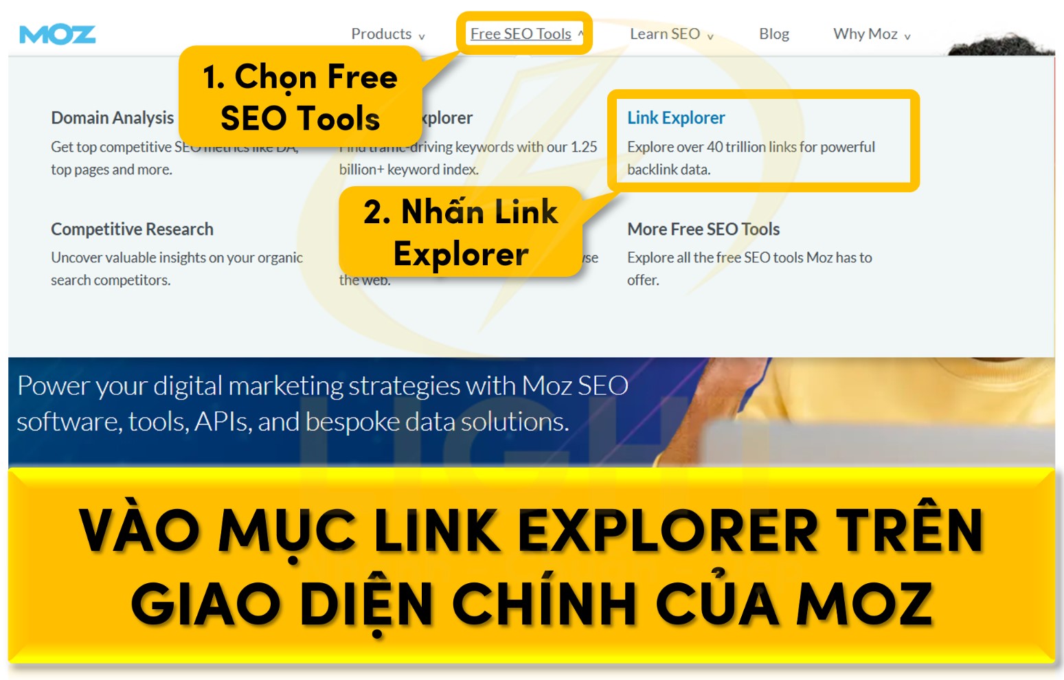 Vào mục Link Explorer trên giao diện chính của Moz