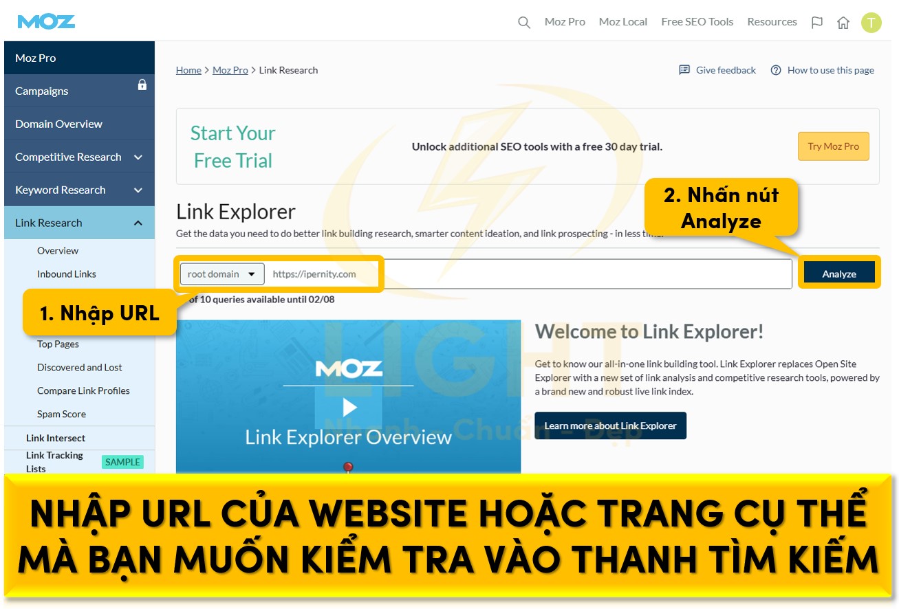 Nhập URL của website hoặc trang cụ thể mà bạn muốn kiểm tra vào thanh tìm kiếm.