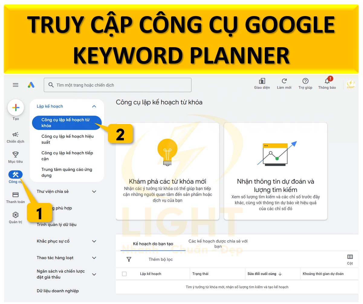 Truy cập công cụ Google Keyword Planner